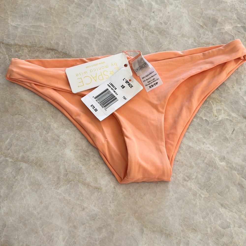 NWT L*Space Sandy Classic Bikini Bottom in Tangerine‎ Low-Rise Seamless Size XS